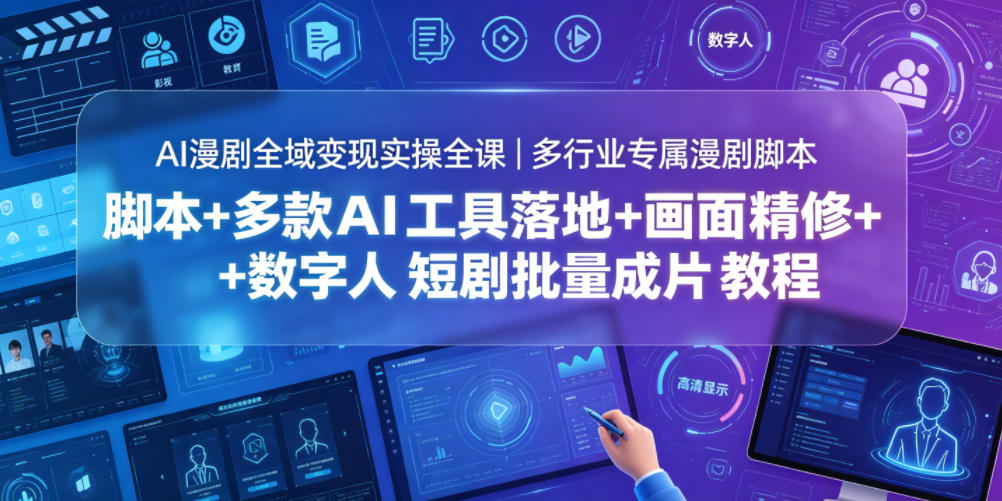 AI漫剧全域变现实操全课｜多行业专属漫剧脚本+多款AI工具落地+画面精修+数字人短剧批量成片全教程-选优云网创