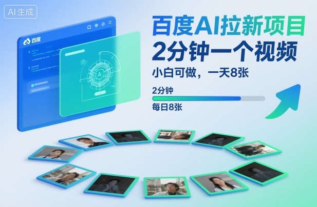 百度AI拉新项目，2分钟一个视频，小白可做，一天8张【附案例+保姆级教程】-选优云网创