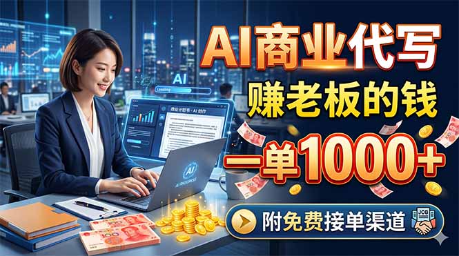 AI商业代写，赚老板的钱，一单1000+，附免费接单渠道-选优云网创