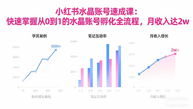 2025小红书水晶账号速成课：快速掌握从0-1水晶账号孵化全流程，月收入达2w-选优云网创