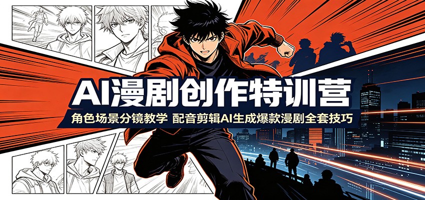 AI漫剧创作特训营：角色场景分镜教学，配音剪辑AI生成爆款漫剧全套技巧-选优云网创