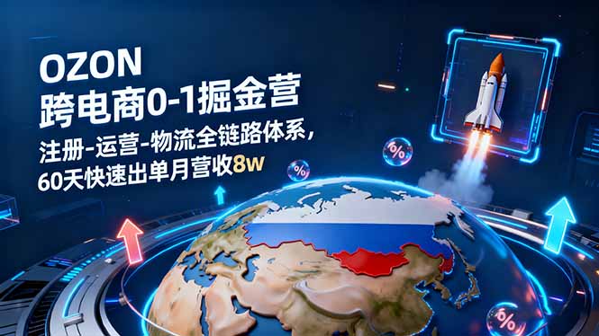 OZON跨境电商0-1掘金营:注册-运营-物流全链路体系,60天快速出单月营收8w-选优云网创
