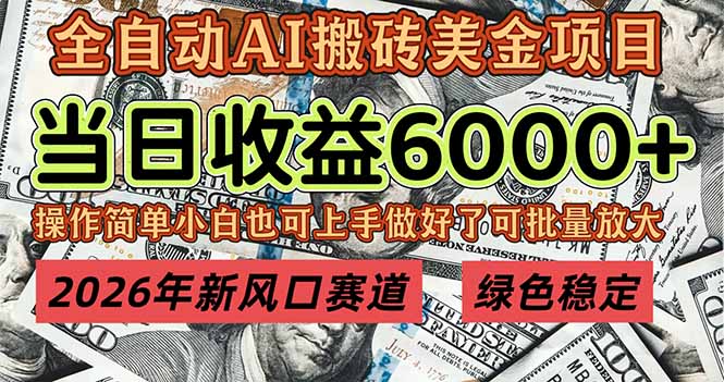 2026年新风口赛道，当日6000+以上，可批量放大，月收入20万+，长期绿色稳定的项目-选优云网创