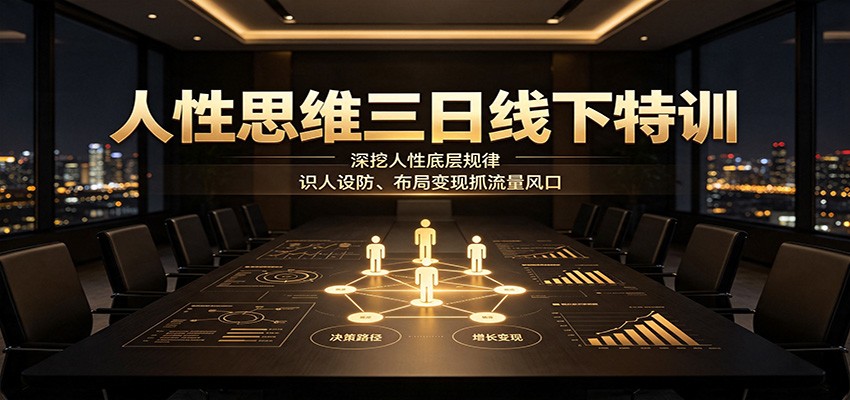 人性思维三日线下特训：深挖人性底层规律，识人设防、布局变现抓流量风口-选优云网创