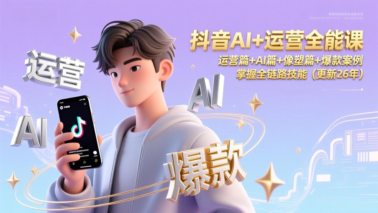 抖音AI+运营全能课，运营篇+AI篇+像塑篇+爆款案例，掌握全链路技能(更新26年-选优云网创