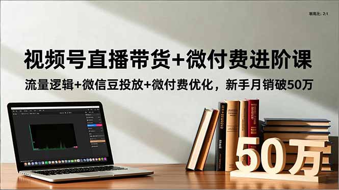 视频号直播带货+微付费进阶课：流量逻辑+微信豆投放+微付费优化，新手月销破50万-选优云网创