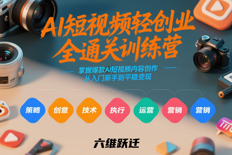 AI短视频轻创业全通关训练营,掌握爆款AI短视频内容创作,从入门新手到平稳变现的六维跃迁-选优云网创