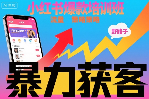 小红书爆款培训班，小红书获客野路子流量打法，暴力持续获客-选优云网创