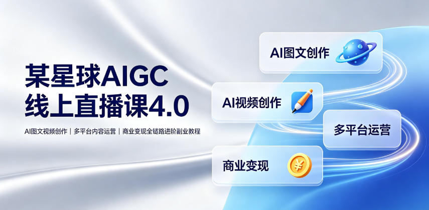 某星球AIGC线上直播课4.0｜AI图文视频创作、多平台内容运营、商业变现全链路进阶副业教程-选优云网创