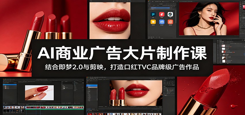 AI商业广告大片制作课：结合即梦2.0与剪映，打造口红TVC品牌级广告作品-选优云网创