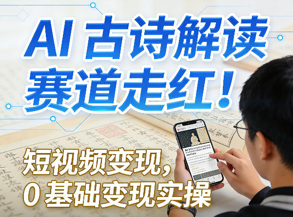 AI古诗解读赛道走红!短视频变现,0基础变现实操-选优云网创