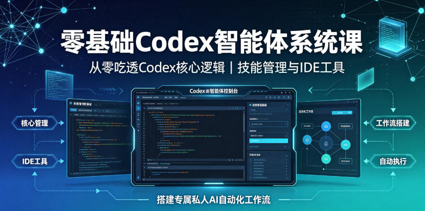 零基础Codex智能体系统课｜从零吃透Codex核心逻辑、技能管理与IDE工具，搭建专属私人AI自动化工作流-选优云网创