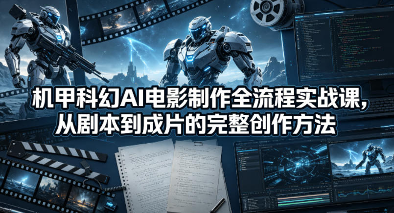 机甲科幻AI电影制作全流程实战课，从剧本到成片的完整创作方法-选优云网创