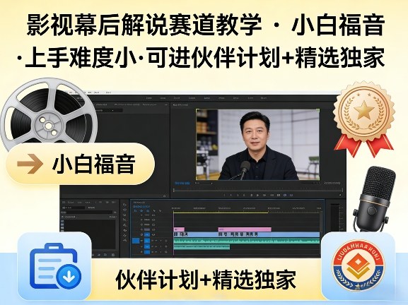 某大佬的影视幕后解说赛道教学,小白福音,上手难度小,可进伙伴计划+精选独家-选优云网创