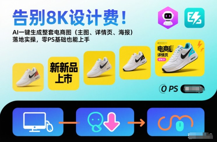 告别8K设计费！AI一键生成整套电商图(主图、详情页、海报)落地实操，零PS基础也能上手-选优云网创