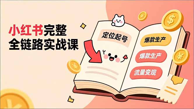 小红书完整全链路实战课,定位起号、爆款生产、流量变现,实现稳定出单,净利润可观-选优云网创
