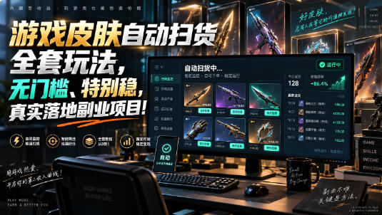 游戏皮肤自动扫货全套玩法，无门槛、特别稳，真实落地副业项目！【揭秘】-选优云网创
