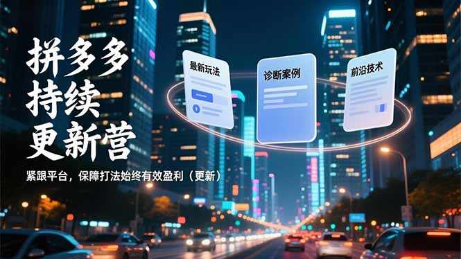 拼多多持续更新营，最新玩法、诊断案例、前沿技术，紧跟平台，保障打法始终有效盈利(更新-选优云网创