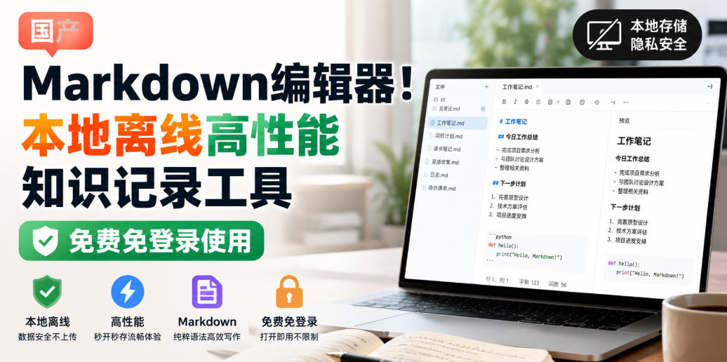 国产Markdown编辑器！本地离线高性能知识记录工具，免费免登录使用-选优云网创