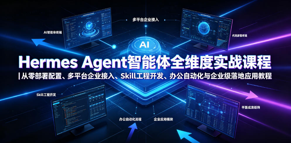 Hermes Agent智能体全维度实战课程｜从零部署配置、多平台企业接入、Skill工程开发、办公自动化与企业级落地应用教程-选优云网创