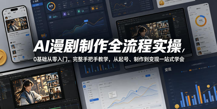 AI漫剧制作全流程实操，0基础从零入门，完整手把手教学，从起号、制作到变现一站式学会(更新)-选优云网创
