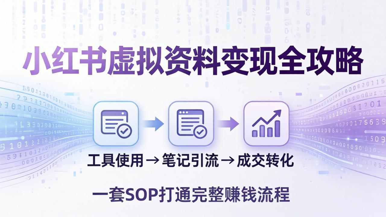 小红书虚拟资料变现全攻略：从工具使用到笔记引流成交，一套 SOP 打通完整赚钱流程-选优云网创