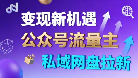 公众号流量主+私域网盘拉新，多方式变现，简单易上手，当天就有收益-选优云网创