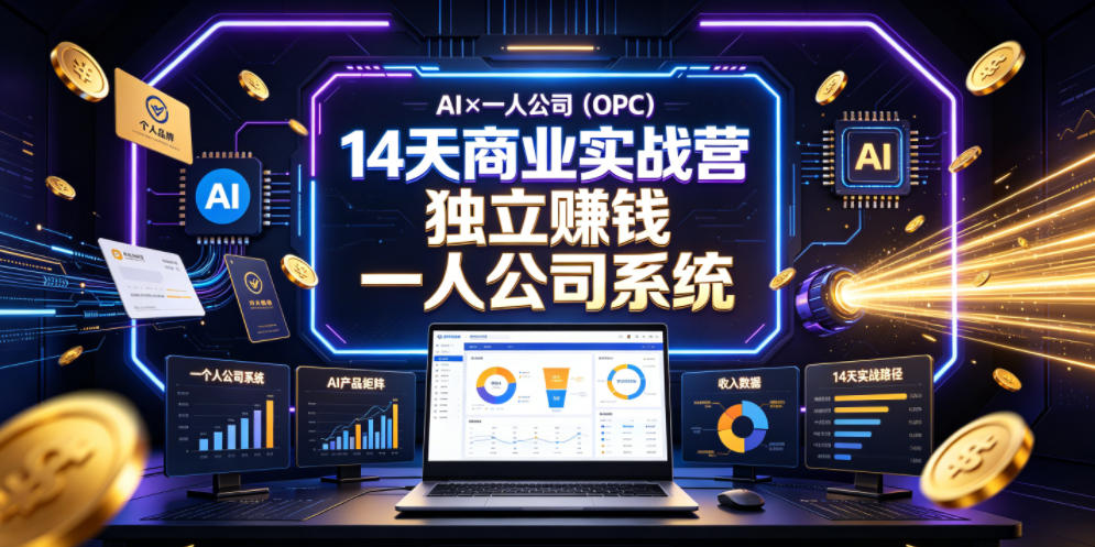 AI×一人公司(OPC)14天商业实战营，用AI帮你搭建一个属于你自己的、能独立賺钱的一人公司系统-选优云网创