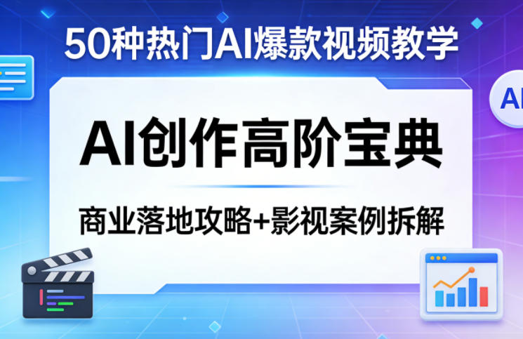 50种热门AI爆款视频教学，AI创作高阶宝典，商业落地攻略+影视案例拆解-选优云网创