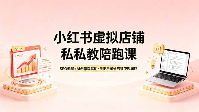 小红书虚拟店铺私教陪跑课，SEO流量+AI创作双驱动，手把手跑通店铺变现闭环-选优云网创