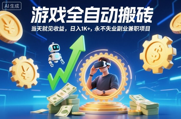 游戏全自动搬砖，当天就见收益，日入1K+，永不失业副业兼职项目【揭秘】-选优云网创