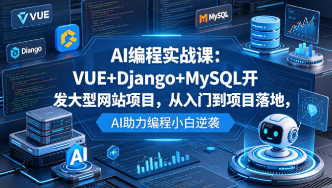 AI编程实战课：VUE+Django+MySQL开发大型网站项目，从入门到项目落地，AI助力编程小白逆袭-选优云网创