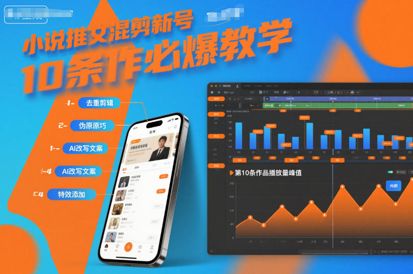 小说推文混剪新号10条必爆教学，伪原创10条作品必爆技巧-选优云网创