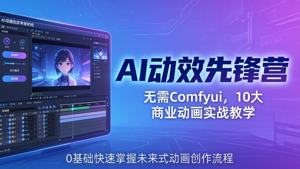 AI 动效先锋营：无需Comfyui，10大商业动画实战教学，0基础快速掌握未来式动画创作流程-选优云网创