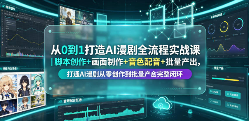 从0到1打造AI漫剧全流程实战课｜脚本创作+画面制作+音色配音+批量产出，打通AI漫剧从零创作到批量量产完整闭环-选优云网创