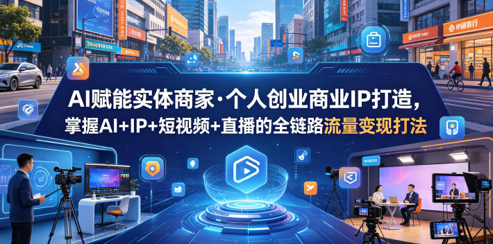 AI赋能实体商家·个人创业商业IP打造，掌握AI+IP+短视频+直播的全链路流量变现打法-选优云网创