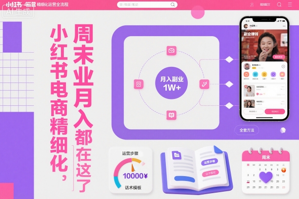 小红书电商精细化运营全流程，周末副业月入1W+，全套方法都在这了-选优云网创