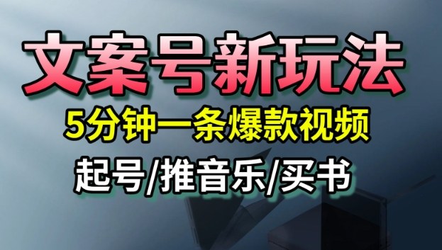 文案号新玩法，5分钟一条爆款视频，流量高，起号快，多方位变现-选优云网创