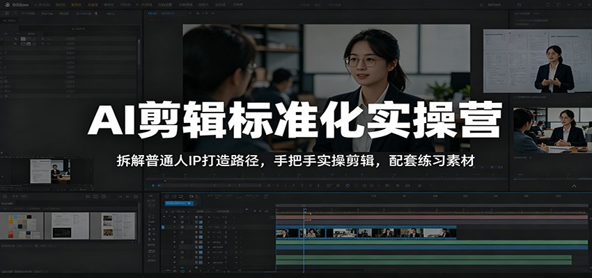 AI剪辑标准化实操营：拆解普通人IP打造路径，手把手实操剪辑，配套练习素材-选优云网创