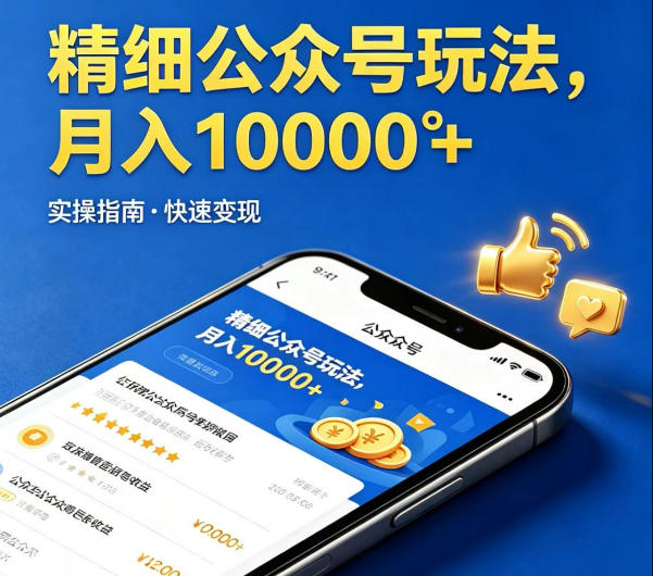 精细化公众号玩法，我们给你提供文章，你来负责发布，收益可观，月入1W+【揭秘】-选优云网创