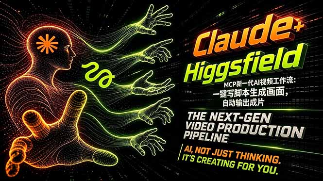 Claude+Higgsfield MCP新一代AI视频工作流：一键写脚本生成画面，自动输出成片-选优云网创