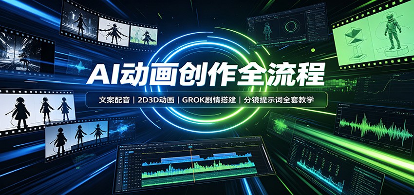 AI动画创作全流程：文案配音，2D3D动画，GROK剧情搭建，分镜提示词全套教学-选优云网创