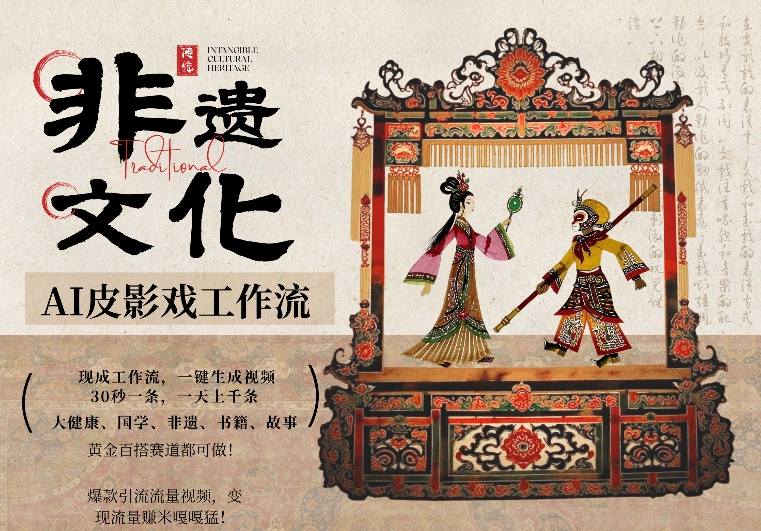 AI一键生成民俗文化非遗皮影戏视频，一刀不剪无需剪辑，30S一条，一天上百条，流量财富嘎嘎猛-选优云网创