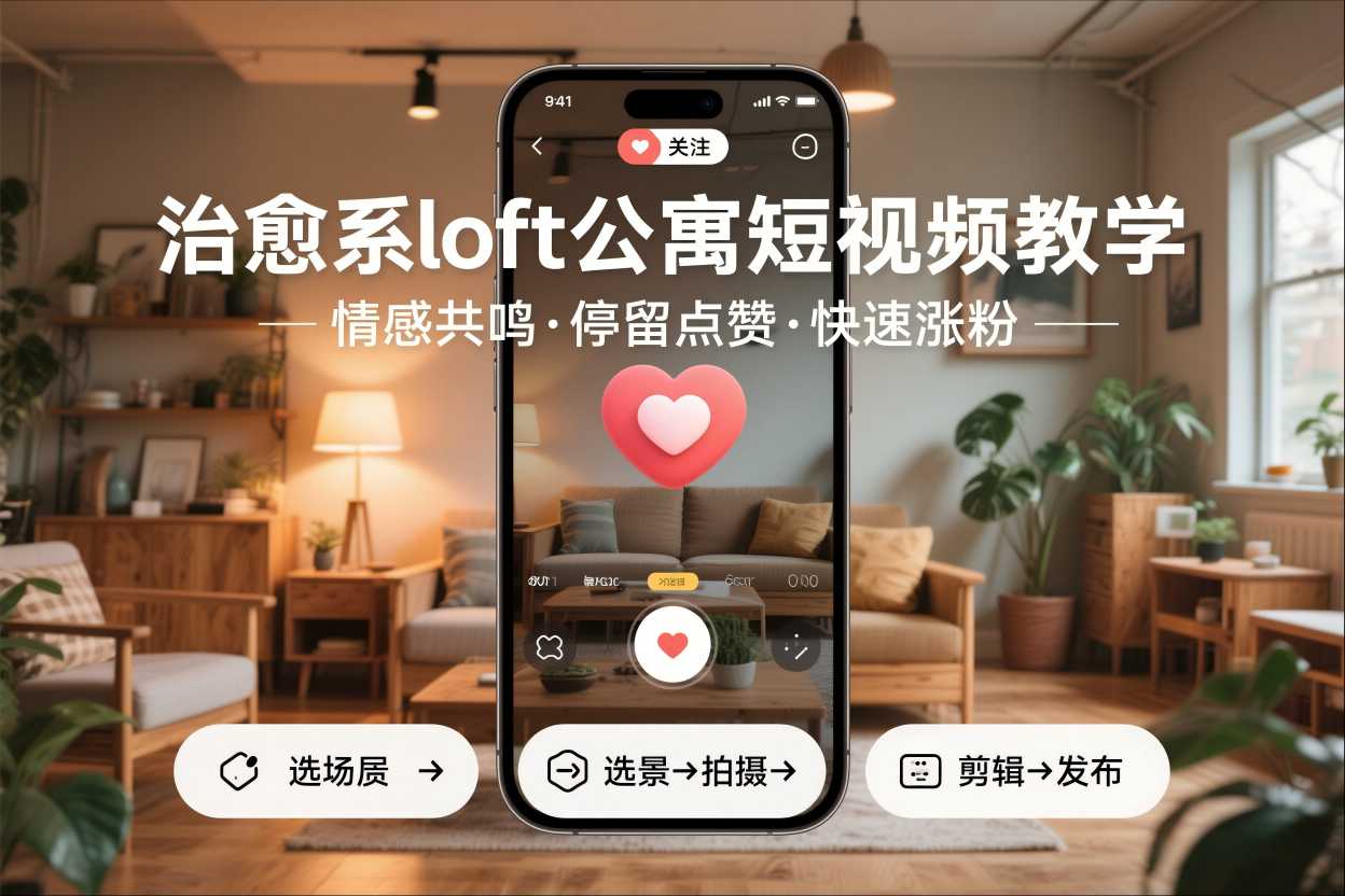 治愈系loft公寓短视频制作教学，情感共鸣引停留点赞关注，快速起号涨粉-选优云网创