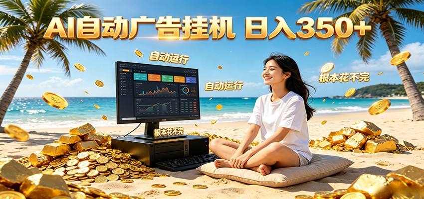 AI自动广告挂机 日入350+ 真正做到躺赚式变现，根本花不完！-选优云网创