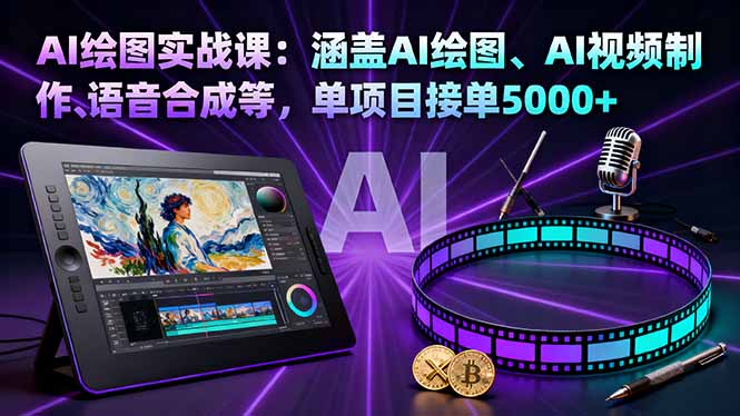 AI绘图实战课：涵盖AI绘图、AI视频制作、语音合成等，单项目接单5000+-选优云网创