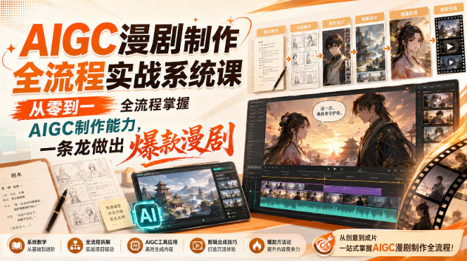 AIGC漫剧制作全流程实战系统课，从零到一全流程掌握AIGC制作能力，一条龙做出爆款漫剧-选优云网创