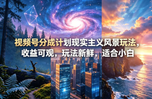 视频号分成计划现实主义风景玩法，收益可观，玩法新鲜，适合小白-选优云网创