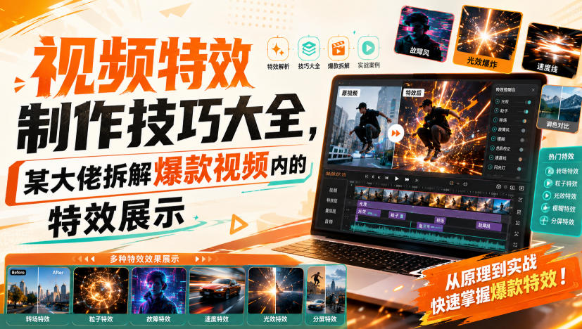 视频特效制作技巧大全，某大佬拆解爆款视频内的特效展示-选优云网创