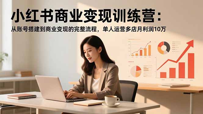 小红书商业变现训练营：从账号搭建到商业变现的完整流程，单人运营多店月利润10万-选优云网创